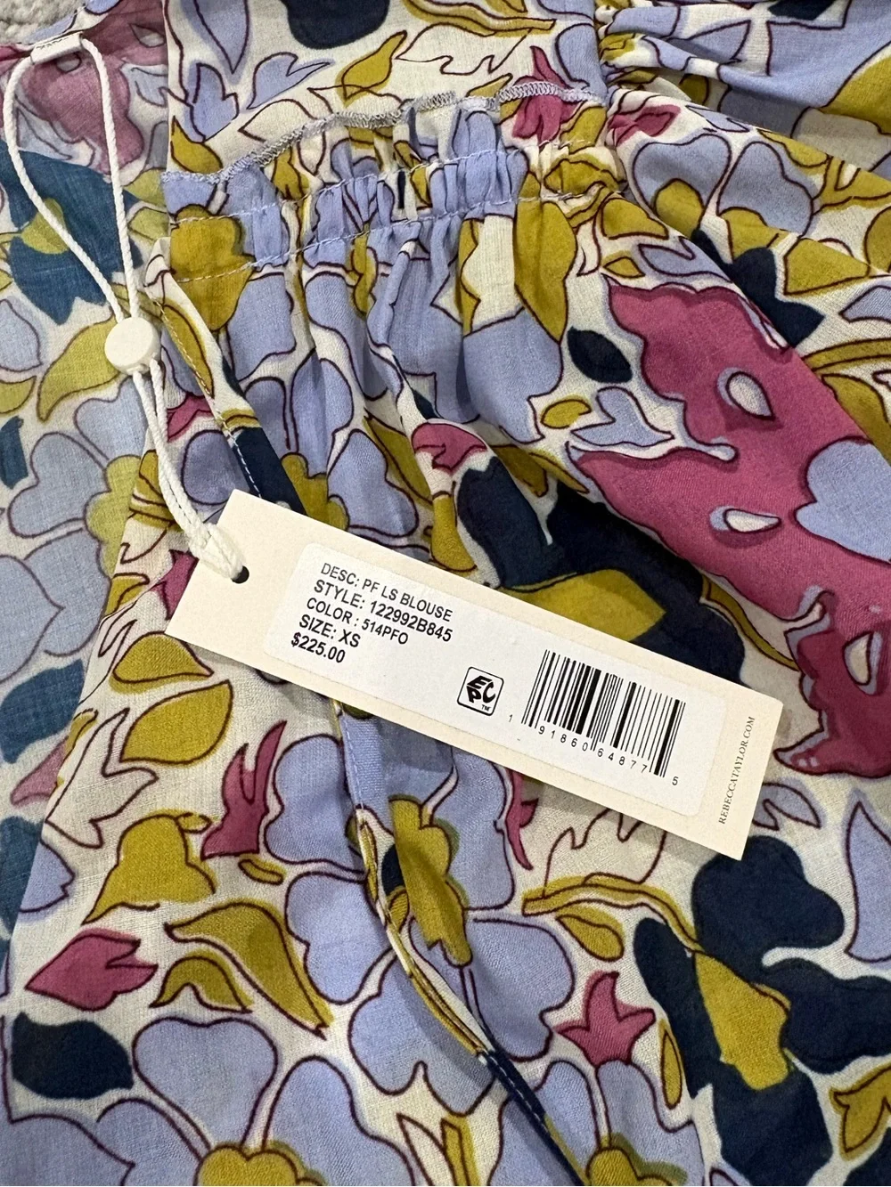 Rebecca Taylor Passion Flower Tie Front Blouse XS Purple Floral Boho NWT $225